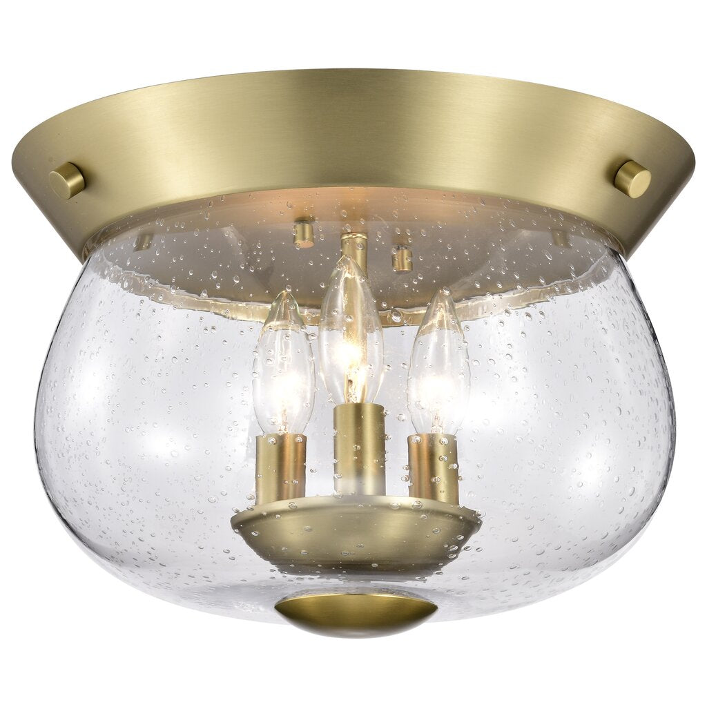 Satco 60-7807 Fixture Boliver 3 Light Flush Mount - Vintage Brass