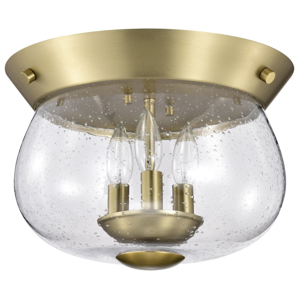 Satco 60-7807 Fixture Boliver 3 Light Flush Mount - Vintage Brass
