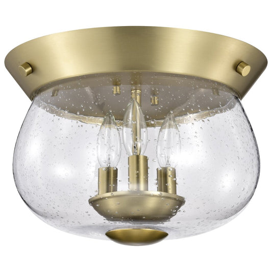 Satco 60-7807 Fixture Boliver 3 Light Flush Mount - Vintage Brass