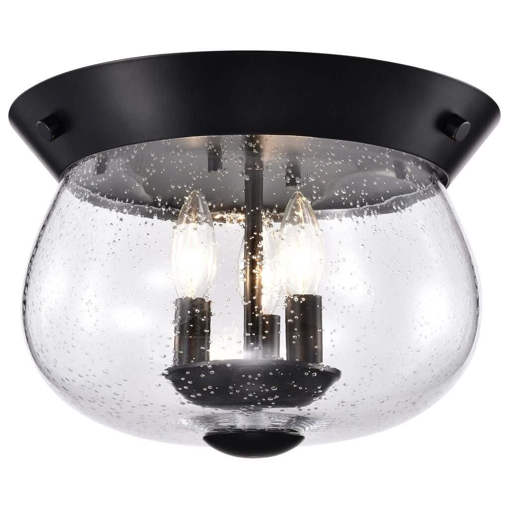 Satco 60-7806 Fixture Boliver 3 Light Flush Mount - Matte Black Finish