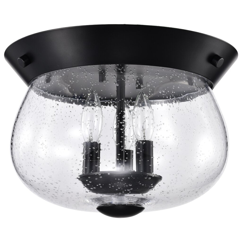 Satco 60-7806 Fixture Boliver 3 Light Flush Mount - Matte Black Finish