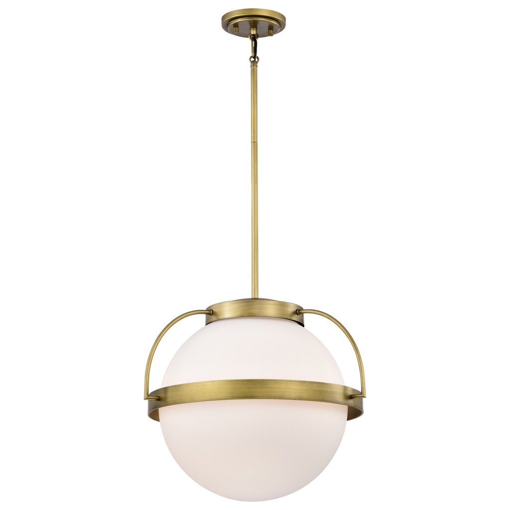 Satco 60-7785 Fixture Lakeshore 1 Light Large Pendant - Natural Brass