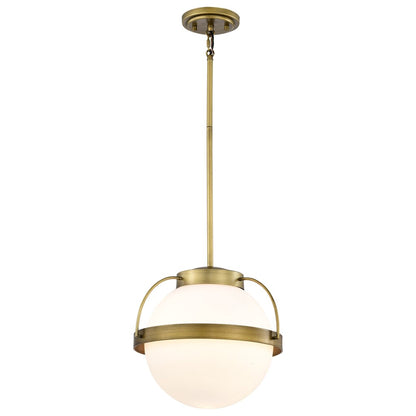 Satco 60-7784 Fixture Lakeshore 1 Light Medium Pendant - Natural Brass