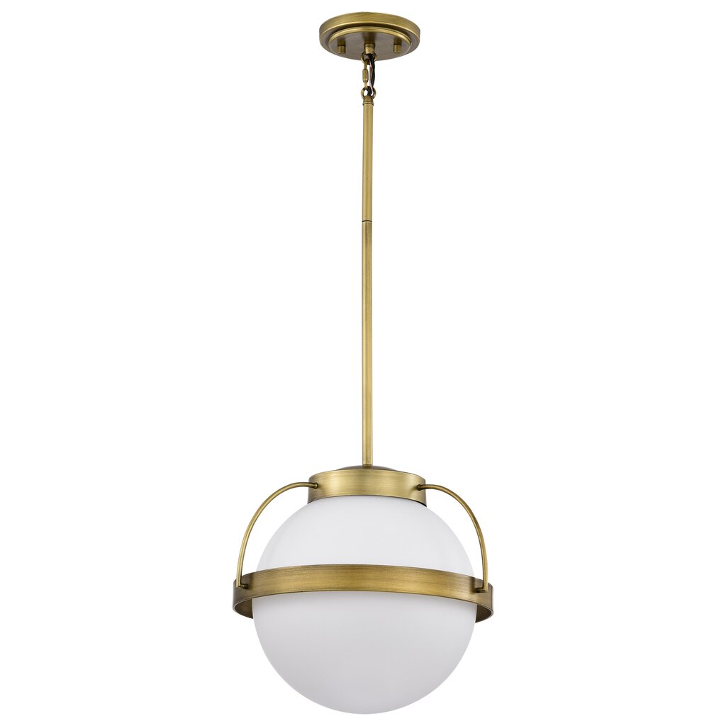Satco 60-7784 Fixture Lakeshore 1 Light Medium Pendant - Natural Brass