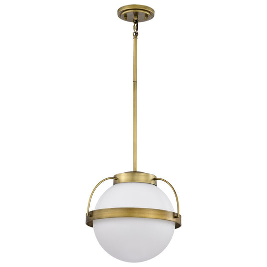 Satco 60-7784 Fixture Lakeshore 1 Light Medium Pendant - Natural Brass
