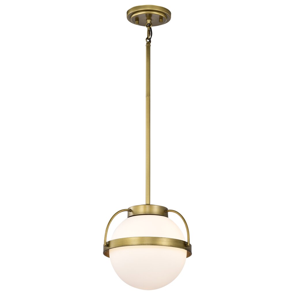 Satco 60-7783 Fixture Lakeshore 1 Light Small Pendant - Natural Brass