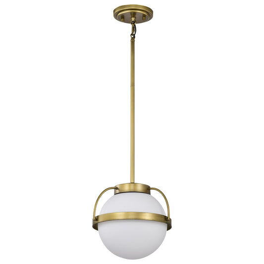Satco 60-7783 Fixture Lakeshore 1 Light Small Pendant - Natural Brass