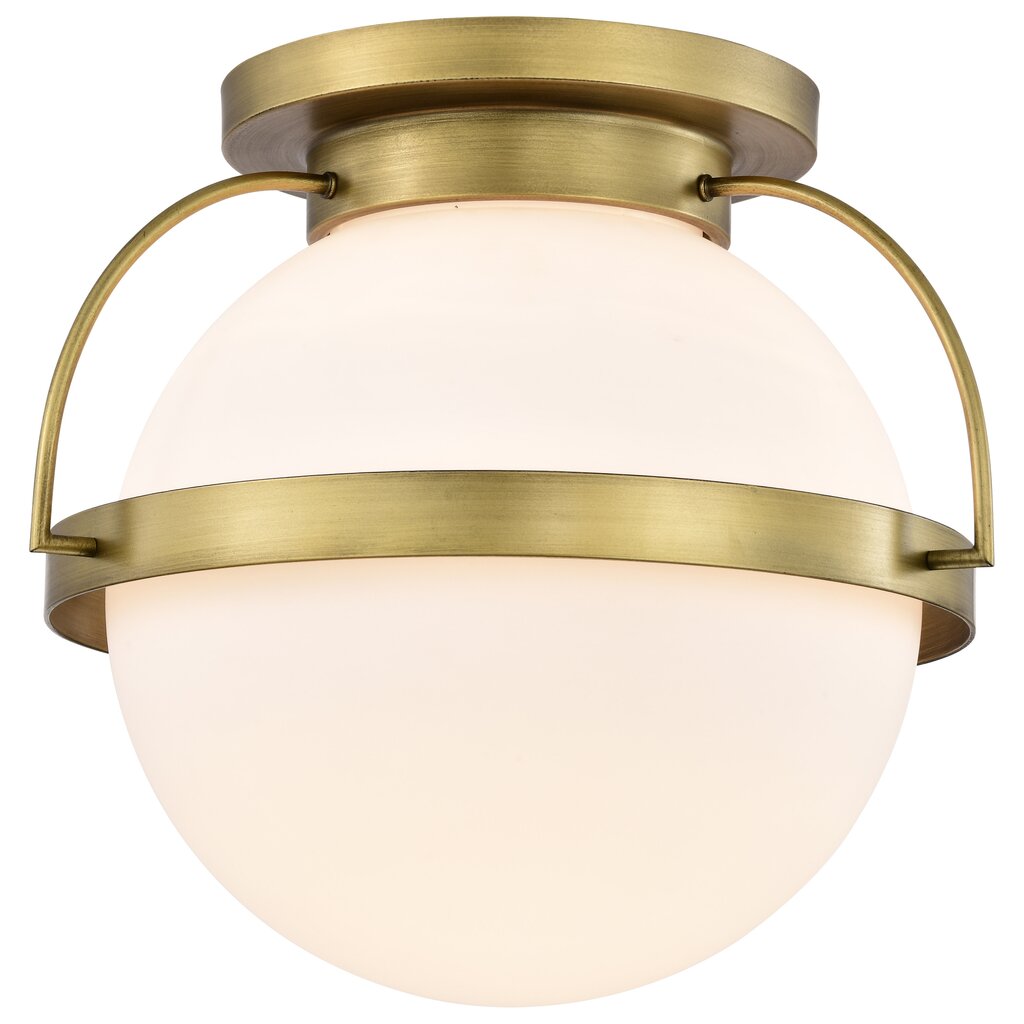 Satco 60-7782 Fixture Lakeshore 1 Light Large Flush - Natural Brass