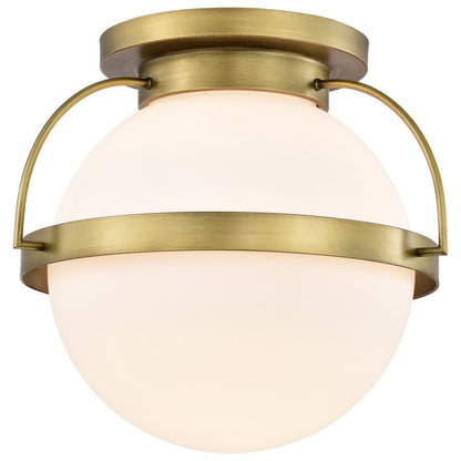 Satco 60-7782 Fixture Lakeshore 1 Light Large Flush - Natural Brass