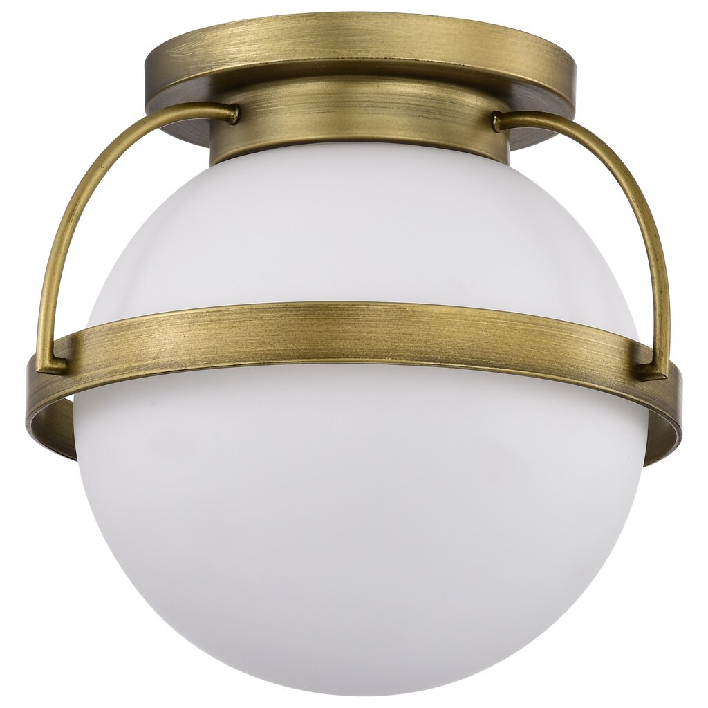 Satco 60-7781 Fixture Lakeshore 1 Light Medium Flush - Natural Brass