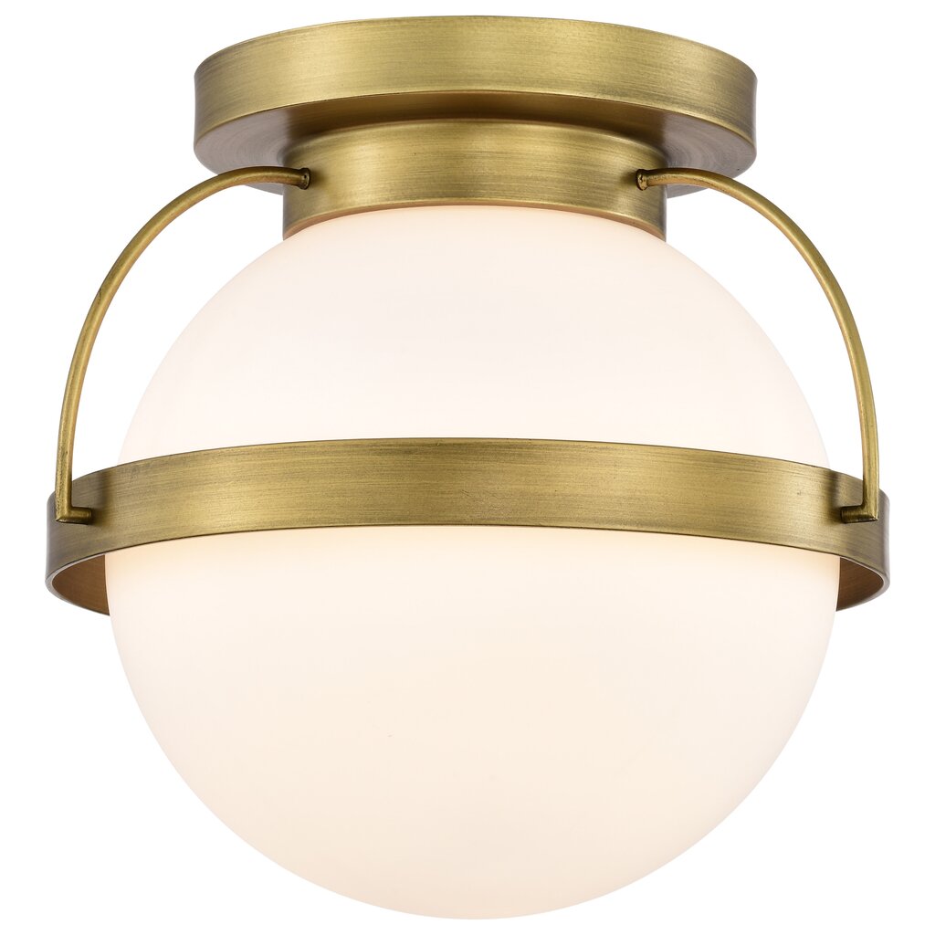 Satco 60-7780 Fixture Lakeshore 1 Light Small Flush - Natural Brass