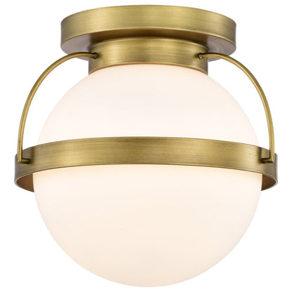 Satco 60-7780 Fixture Lakeshore 1 Light Small Flush - Natural Brass