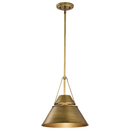 Satco 60-7776 Fixture Adina 1 Light Medium Pendant - Natural Brass