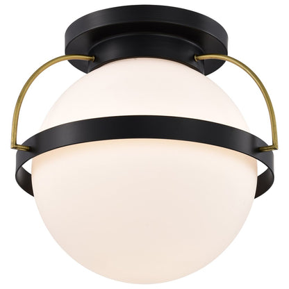 Satco 60-7772 Fixture Lakeshore 1 Light Large Flush - Matte Black