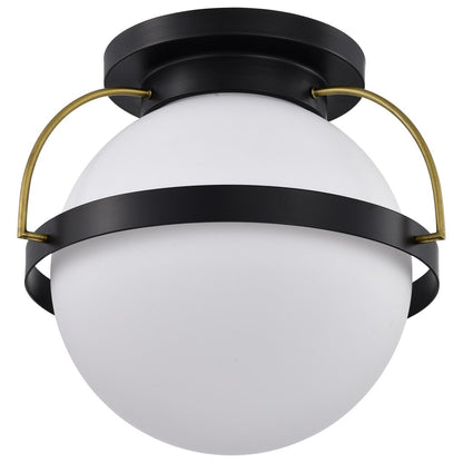 Satco 60-7772 Fixture Lakeshore 1 Light Large Flush - Matte Black