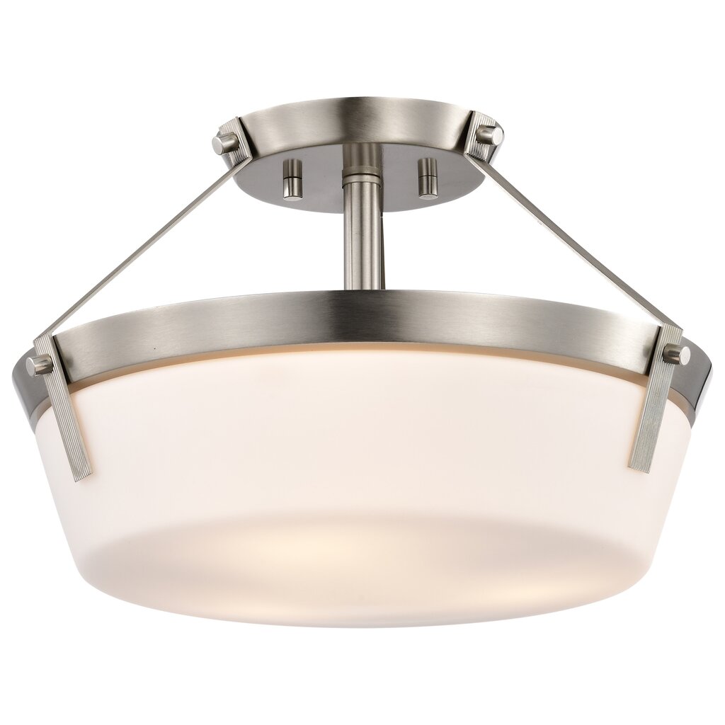 Satco 60-7763 Fixture Rowen 3 Light Semi Flush - Brushed Nickel Finish