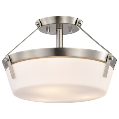 Satco 60-7763 Fixture Rowen 3 Light Semi Flush - Brushed Nickel Finish