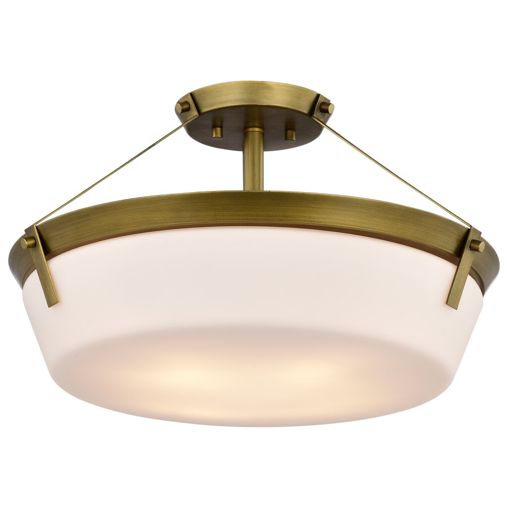Satco 60-7752 Fixture Rowen 4 Light Semi Flush - Natural Brass Finish