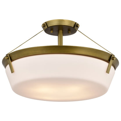 Satco 60-7752 Fixture Rowen 4 Light Semi Flush - Natural Brass Finish