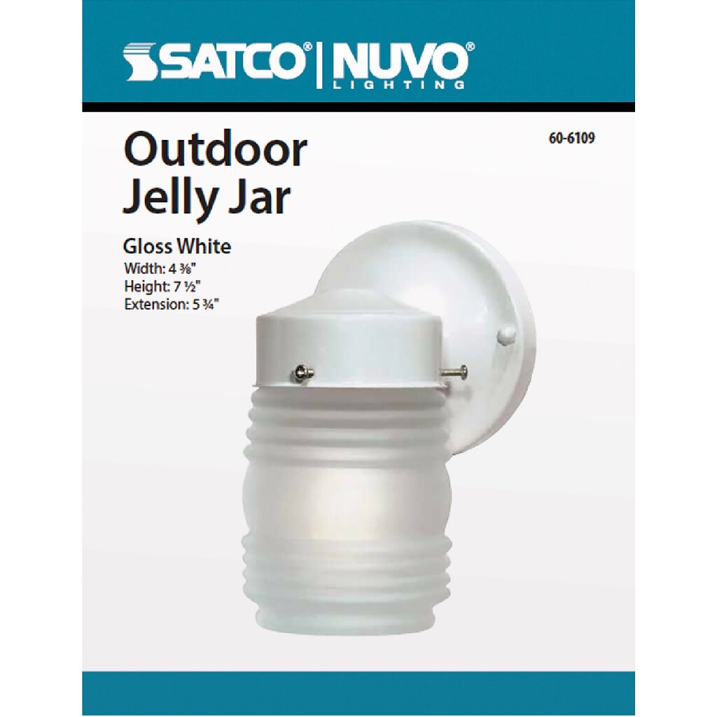 Satco 60-6109 Fixture 1 Light - 6 in. Porch Wall Mason Jar with
