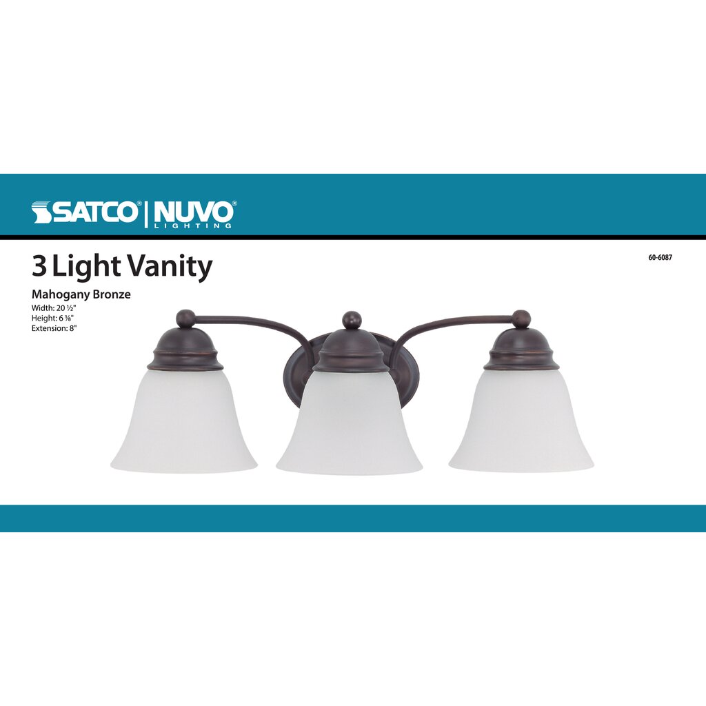 Satco 60-6087 Fixture Empire - 3 Light 21 in. Vanity with Frosted