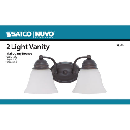 Satco 60-6086 Fixture Empire - 2 Light 15 in. Vanity with Frosted