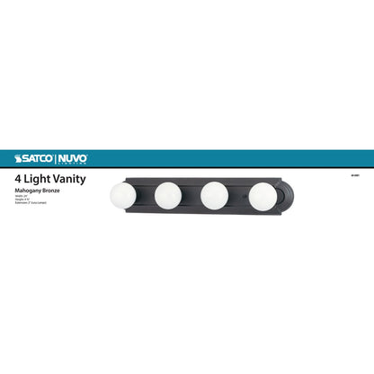 Satco 60-6081 Fixture 4 Light - 24 in. Vanity Racetrack Style Color
