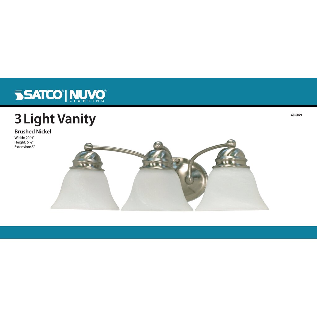 Satco 60-6079 Fixture Empire - 3 Light 21 in. Vanity with Alabaster