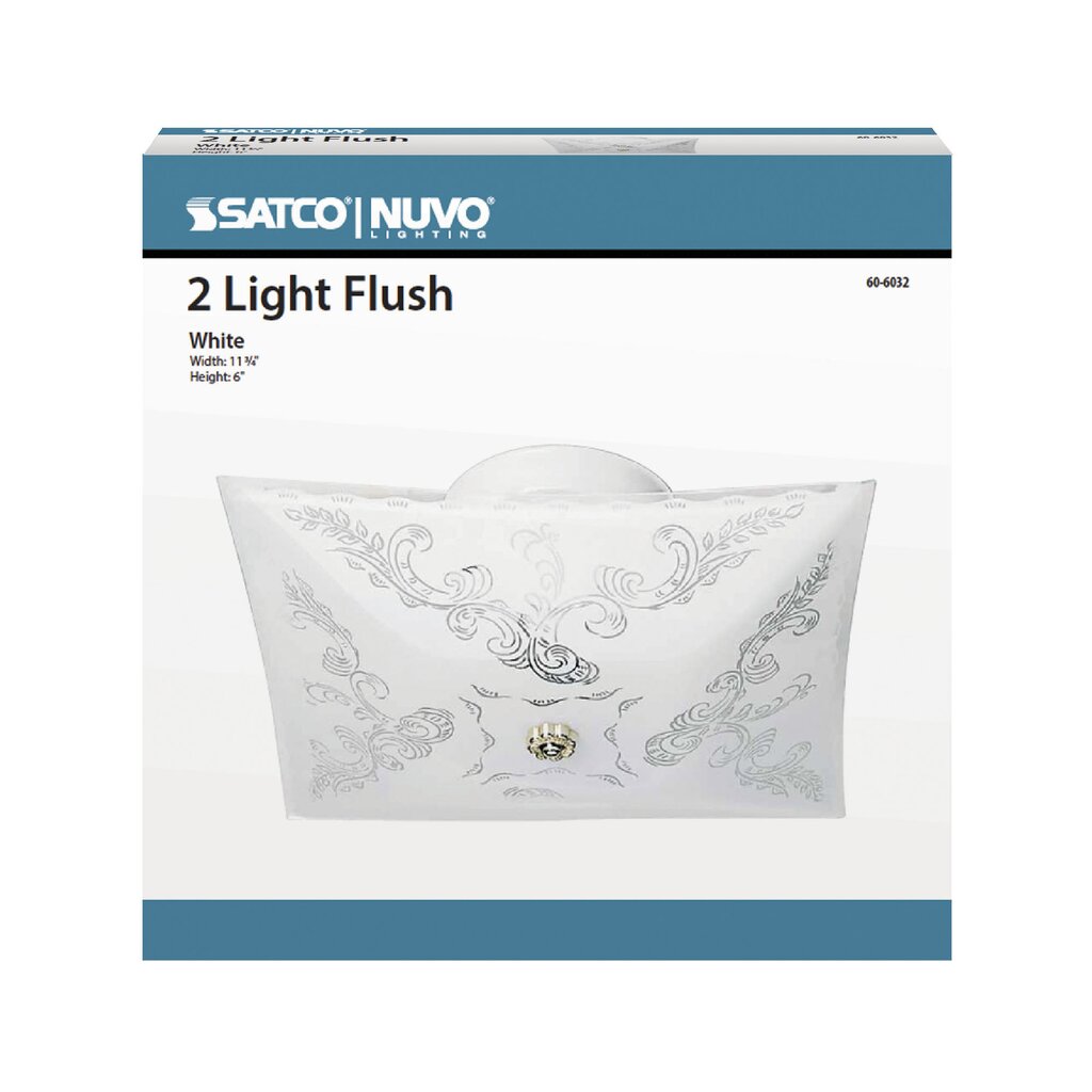 Satco 60-6032 Fixture 2 Light - 12 in. Ceiling Square Floral Color