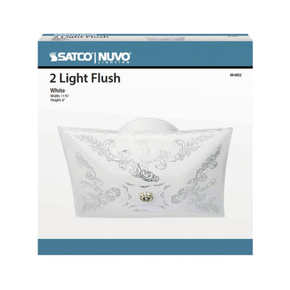 Satco 60-6032 Fixture 2 Light - 12 in. Ceiling Square Floral Color