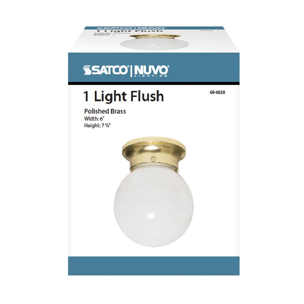 Satco 60-6028 Fixture 1 Light - 6 in. Ceiling White Ball Color retail