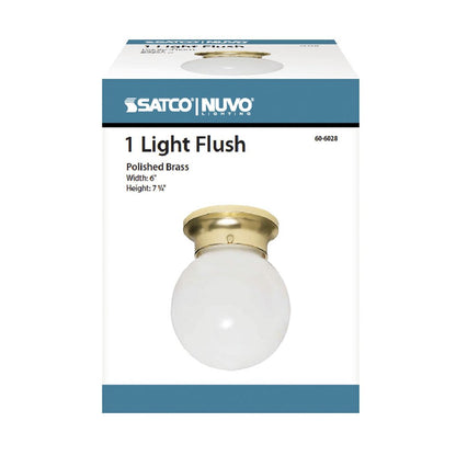 Satco 60-6028 Fixture 1 Light - 6 in. Ceiling White Ball Color retail