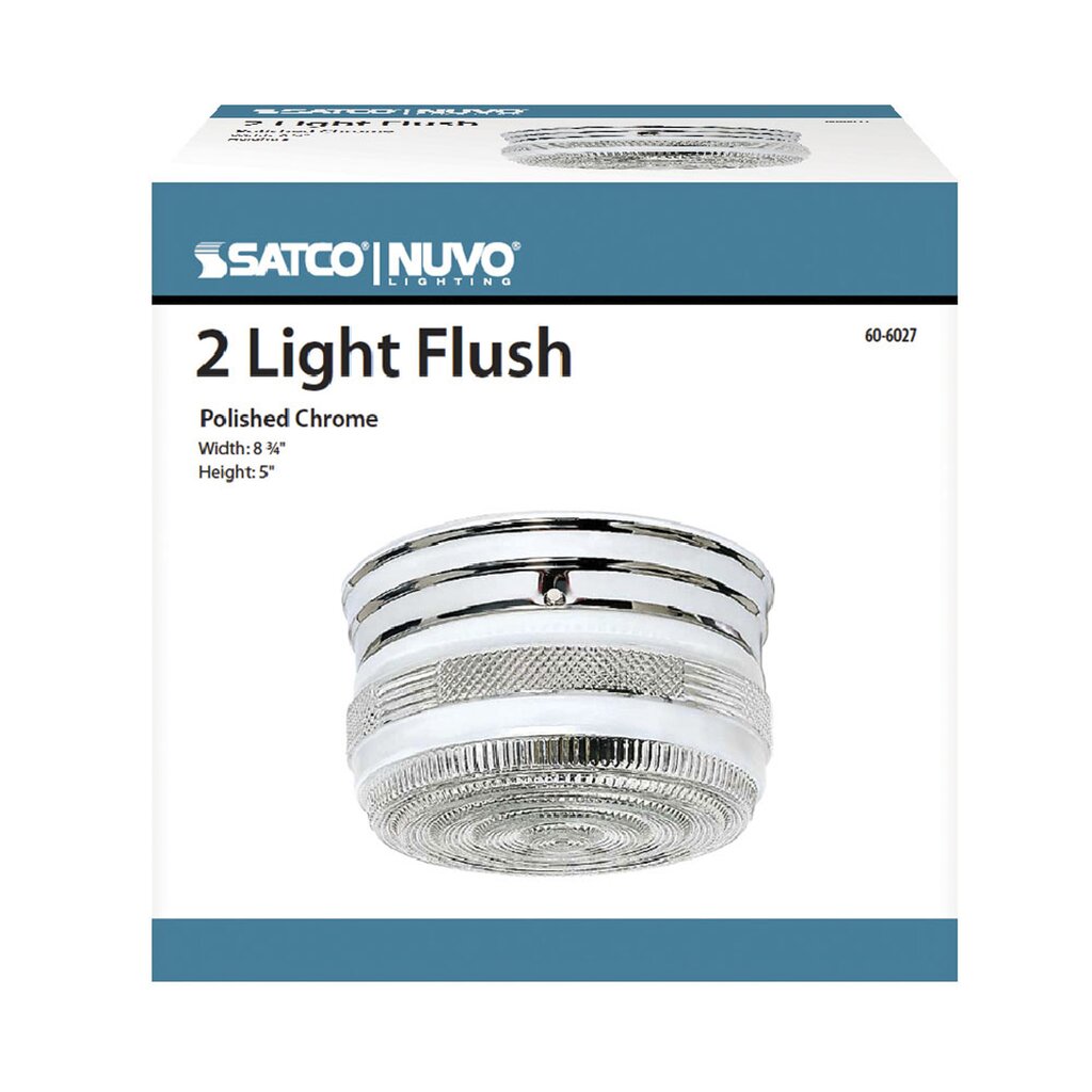 Satco 60-6027 Fixture 2 Light - 8 in. Flush Mount Medium Crystal /