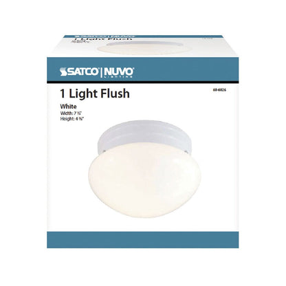 Satco 60-6026 Fixture 1 Light - 8 in. Flush Mount Small White Mushroom