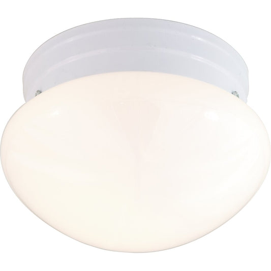 Satco 60-6026 Fixture 1 Light - 8 in. Flush Mount Small White Mushroom