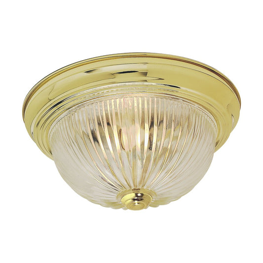Satco 60-6015 Fixture 2 Light - 11 in. Flush Mount Clear Ribbed Glass
