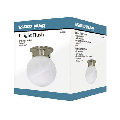 Satco 60-6008 Fixture 1 Light - 6 in. Ceiling Mount Alabaster Ball