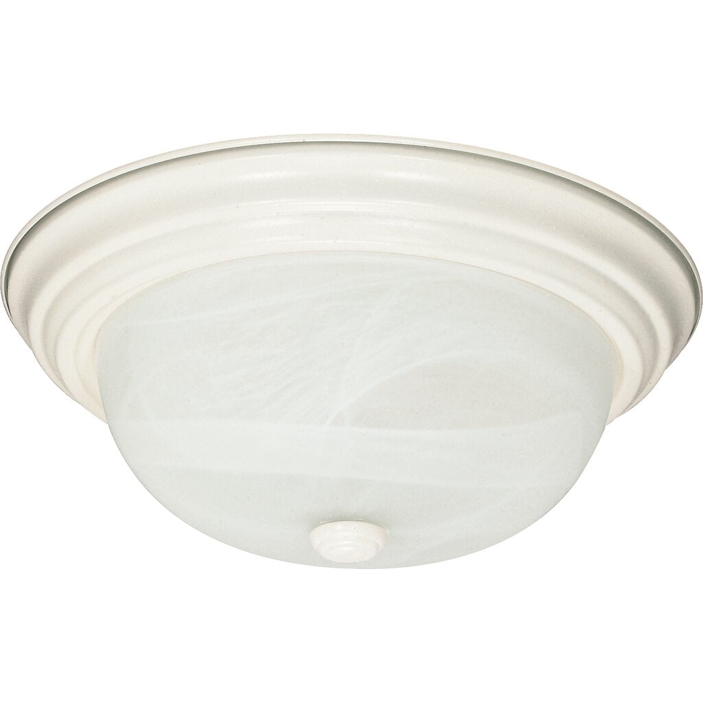 Satco 60-6004 Fixture 2 Light - 11 in. Flush Mount Alabaster Glass