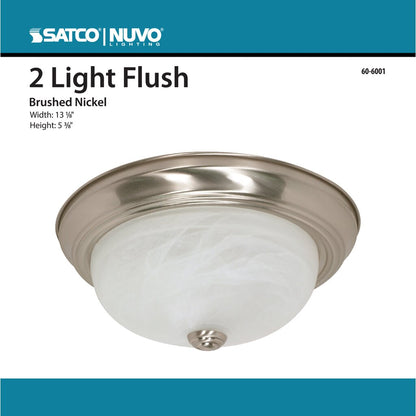 Satco 60-6001 Fixture 2 Light - 13 in. Flush Mount Alabaster Glass