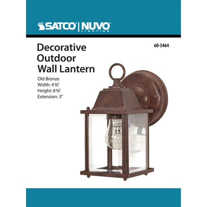 Satco 60-3464 Fixture 1 Light - 8-5/8 in. Wall Lantern Cube with Clear