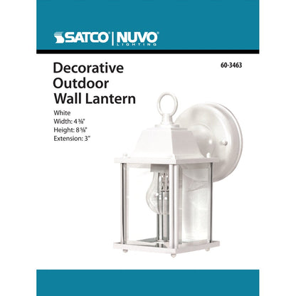 Satco 60-3463 Fixture 1 Light - 8-5/8 in. Wall Lantern Cube with Clear