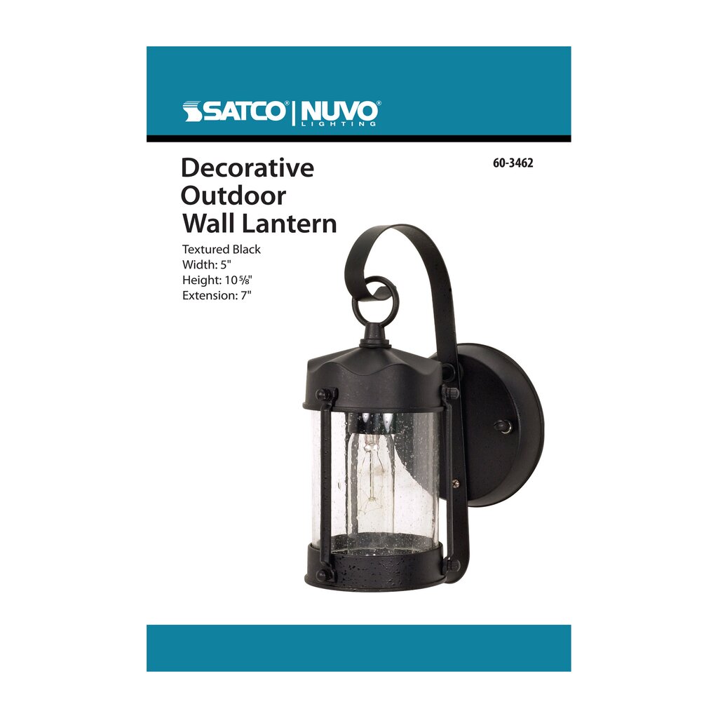 Satco 60-3462 Fixture 1 Light - 10-5/8 in. Wall Lantern Piper with