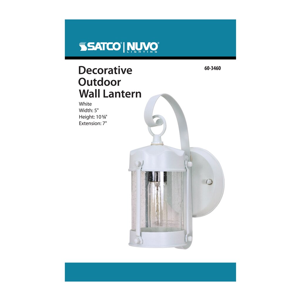 Satco 60-3460 Fixture 1 Light - 10-5/8 in. Wall Lantern Piper with