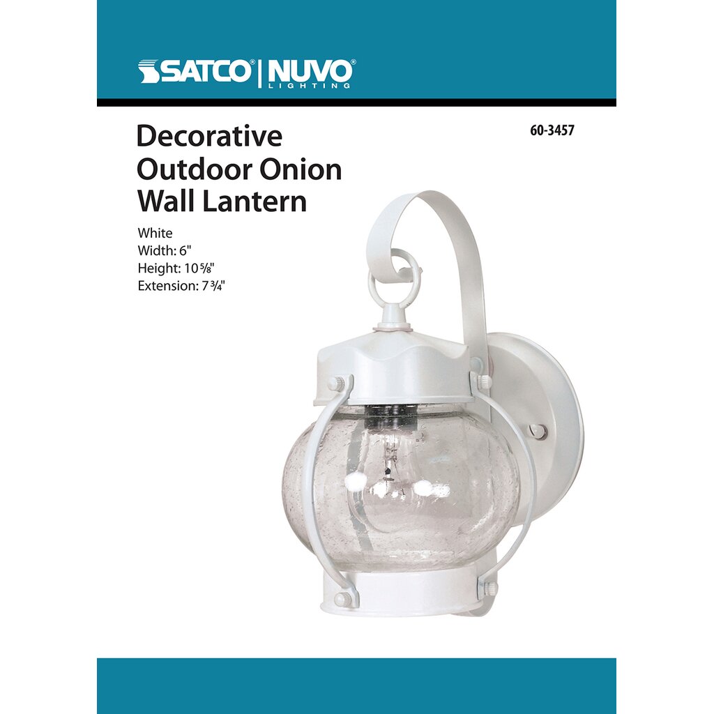 Satco 60-3457 Fixture 1 Light - 10-5/8 in. Wall Lantern Onion with
