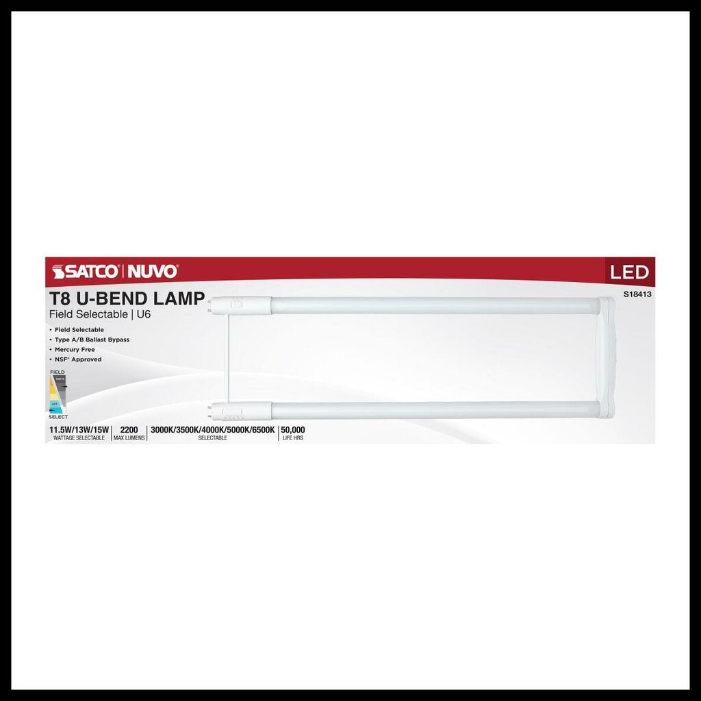 12 pack - Satco S18413 11.5W/13W/15W T8 LED Light Bulb
