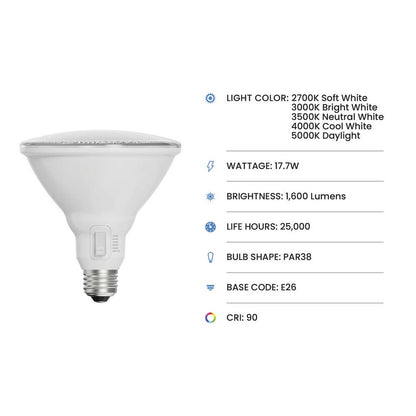 4 pack - Feit Electric PAR38150DM5CCTCA 17W PAR38 CCT LED Light Bulb