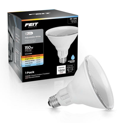 4 pack - Feit Electric PAR38150DM5CCTCA 17W PAR38 CCT LED Light Bulb