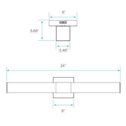 Luxrite LR32176 24W LED Light Bar Vanity Dimmable Fixture
