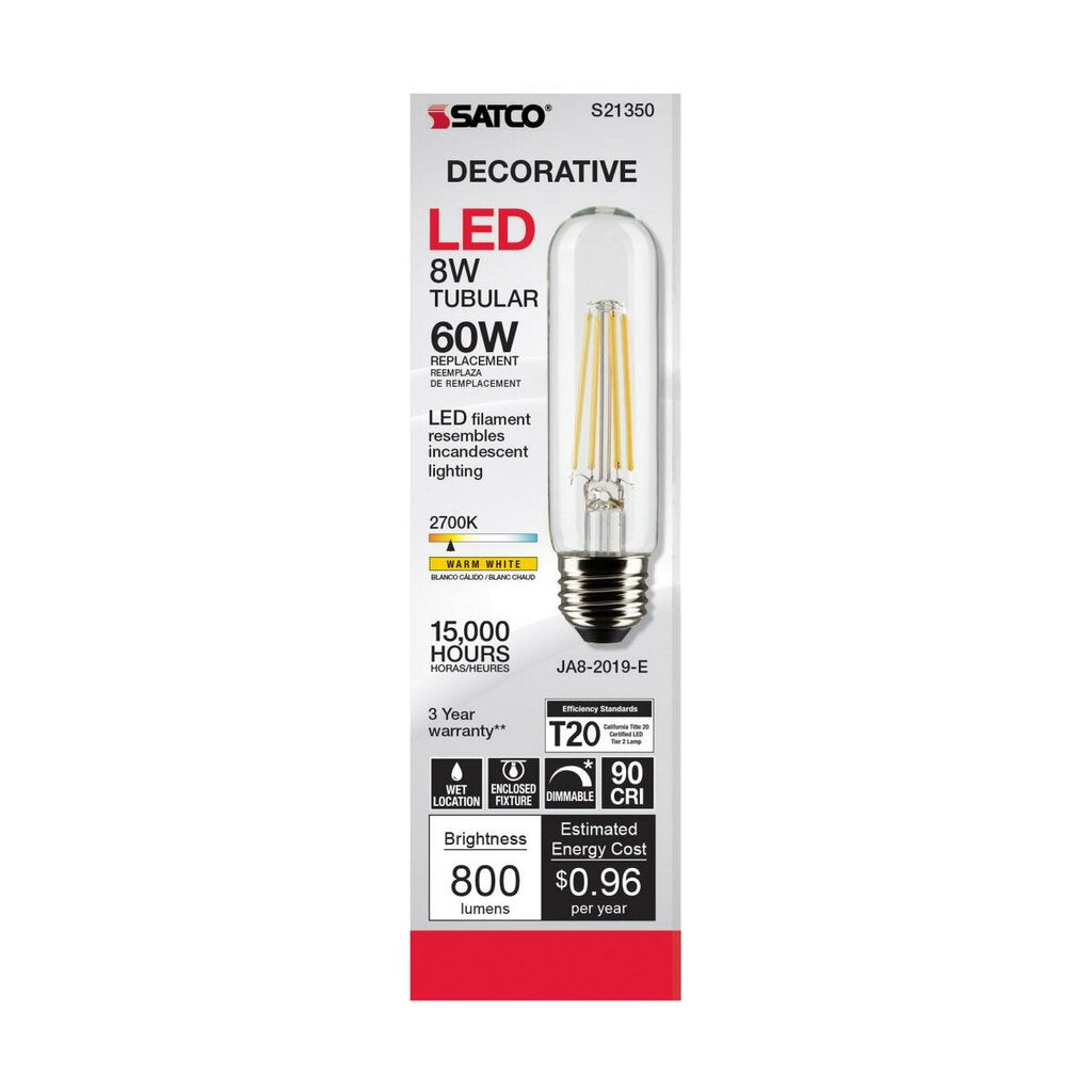 Satco S21350 8W T10 White LED Light Bulb