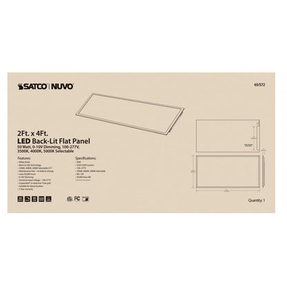 Satco 65-572R1 30W/40W/50W LED Backlit Flat Panel Fixture 2X4 BACKLIT